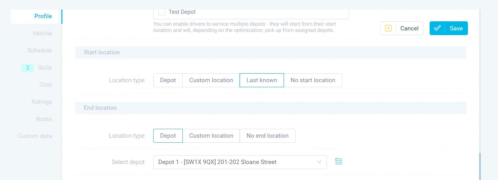 Bristow and Sutor planning routes based on debt enforcement agent last location in eLogii