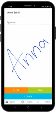 Heatleys proof of delivery with customer signature in eLogii app