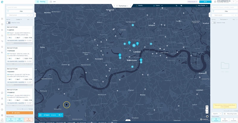 A preview of NHS optimizing recurring routes in eLogii