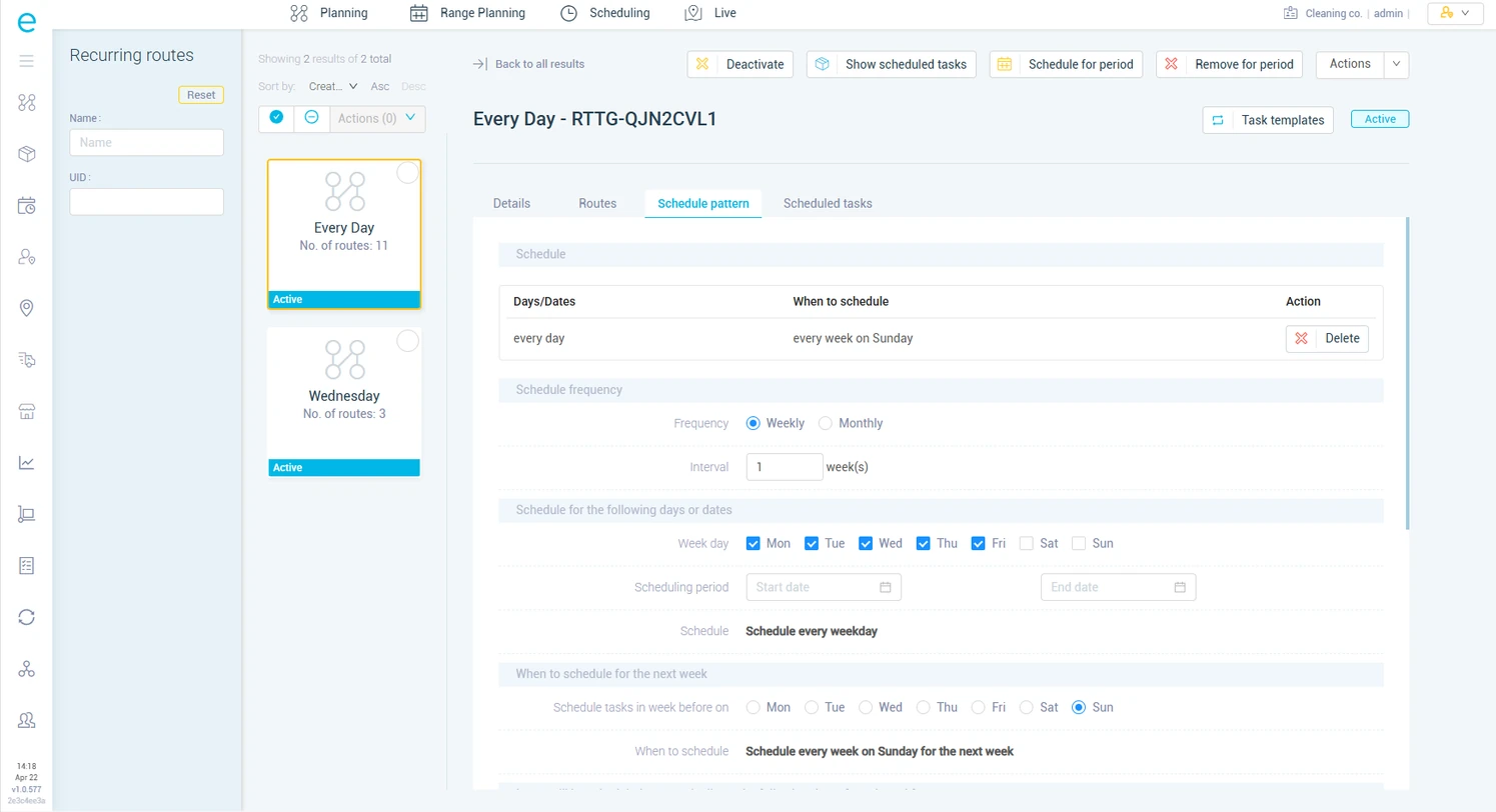 Recurring cleaning schedule optimization