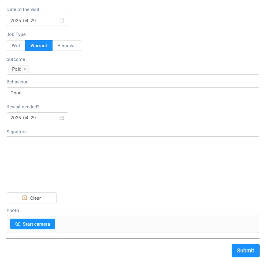 eLogii debt collection product screen 1