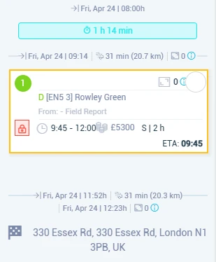 Agent assignment card with case allocation and route