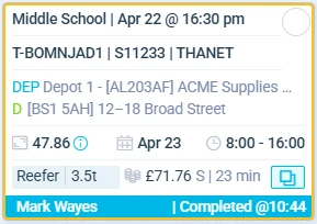 eLogii task list for same-day grocery delivery slots and routes