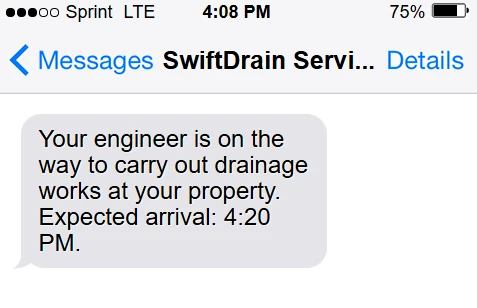 Engineer assignment card for a plumbing job with parts and route