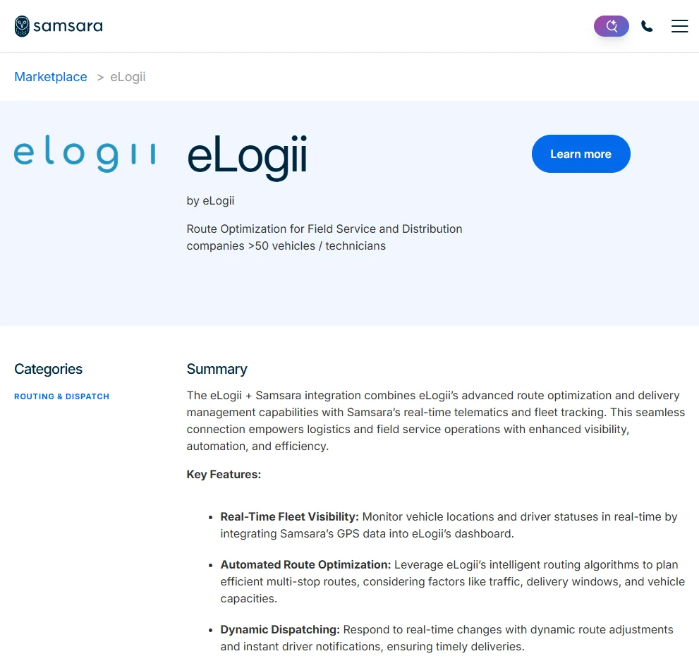 eLogii waste collection product screen 1