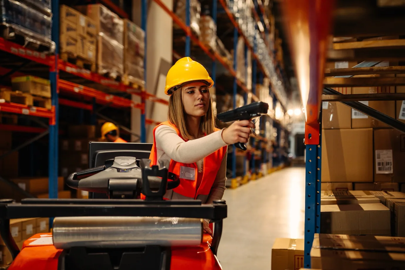Wholesale distribution warehouse with goods staged for despatch