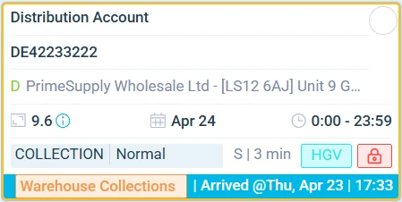 eLogii task list for wholesale distribution routes with timed drops