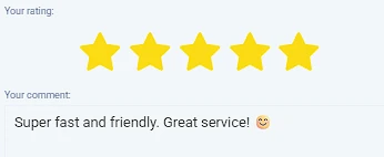 Five-star customer review after delivery