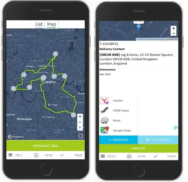 Directions and navigation in eLogii's field service mobile app