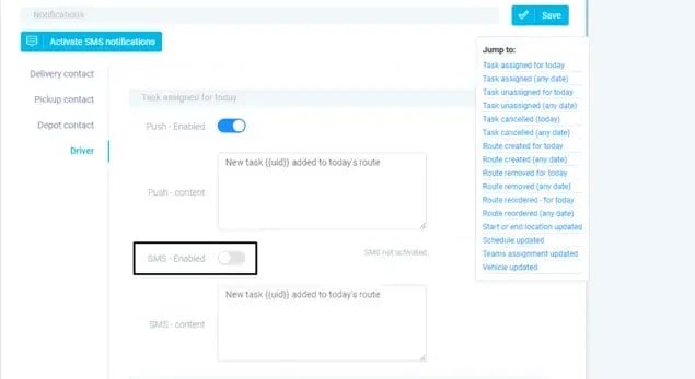 Setting up notifications for the eLogii field service app