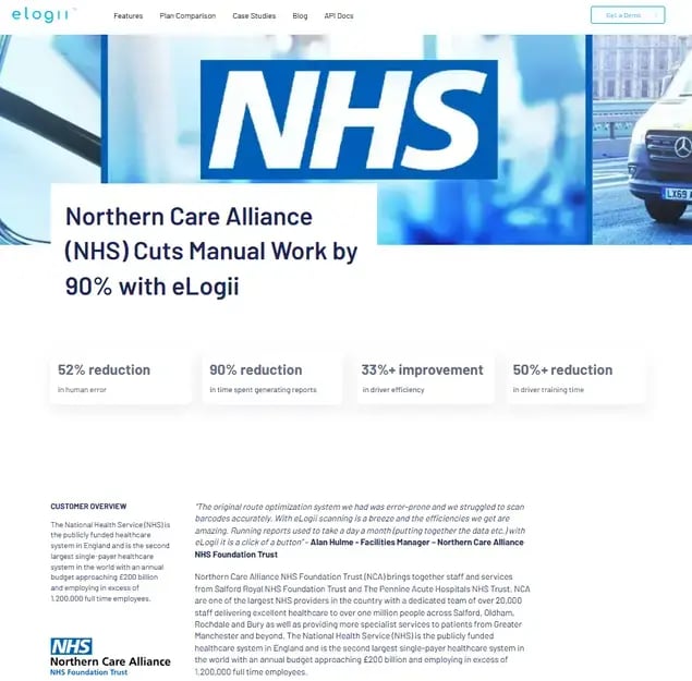 elogii case study page for nhs field service