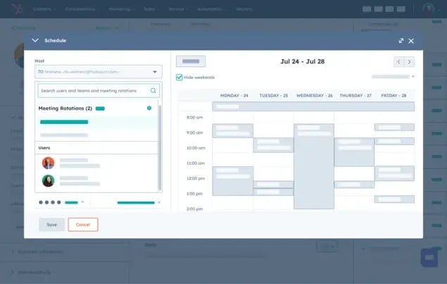 Service job schedule preview on HubSpot CRM