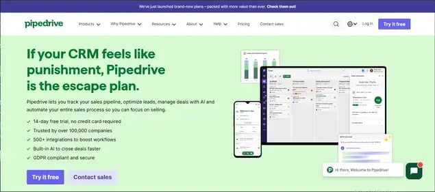 Pipedrive website preview