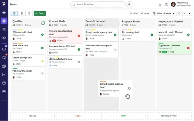 Managing service tasks on Pipedrive