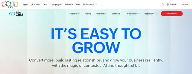Zoho CRM website preview