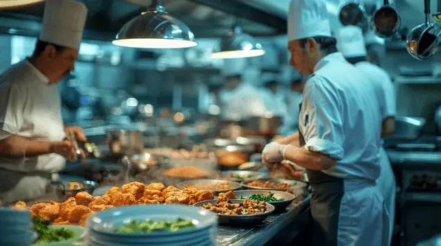 cooks-in-a-kitchen-surrounded-by-prepared-food