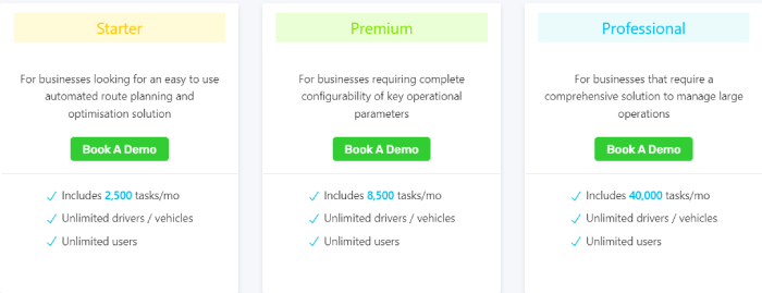 Three pricing plans for eLogii