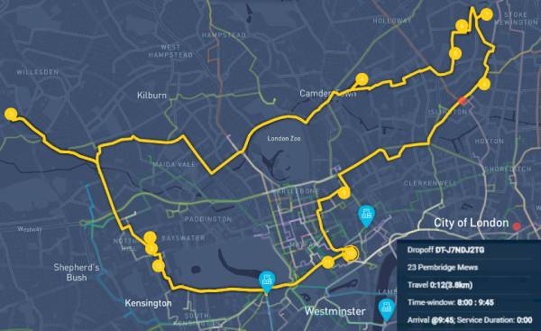 optimized route using routing software