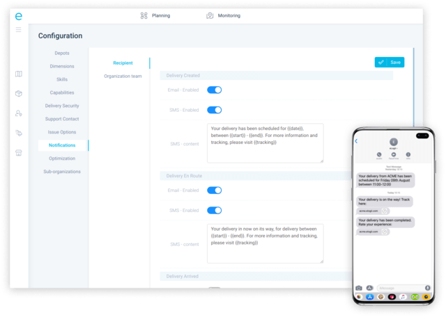 Route Management Systems - eLogii Customer Notification Configuration