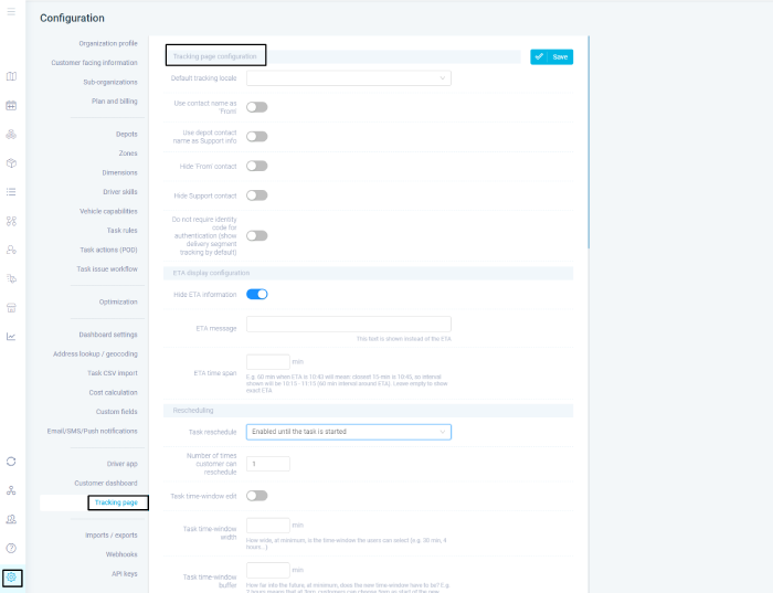 route tracking page elogii