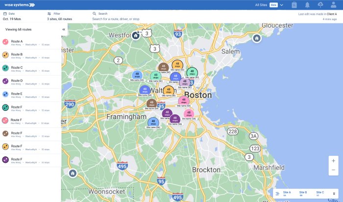 Route4Me Competitors - Wise Systems UI