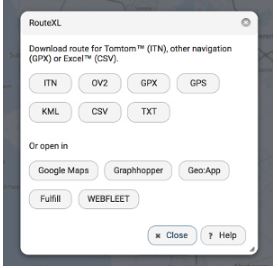 RouteXL Exporting Routes