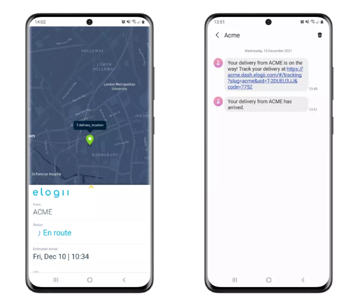 tracking routes and delivery notifications