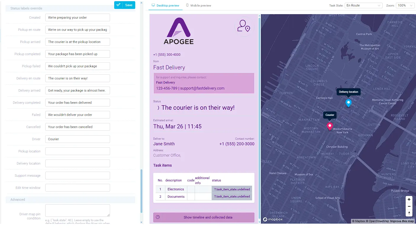 Branded tracking pages - branded customer-facing experience