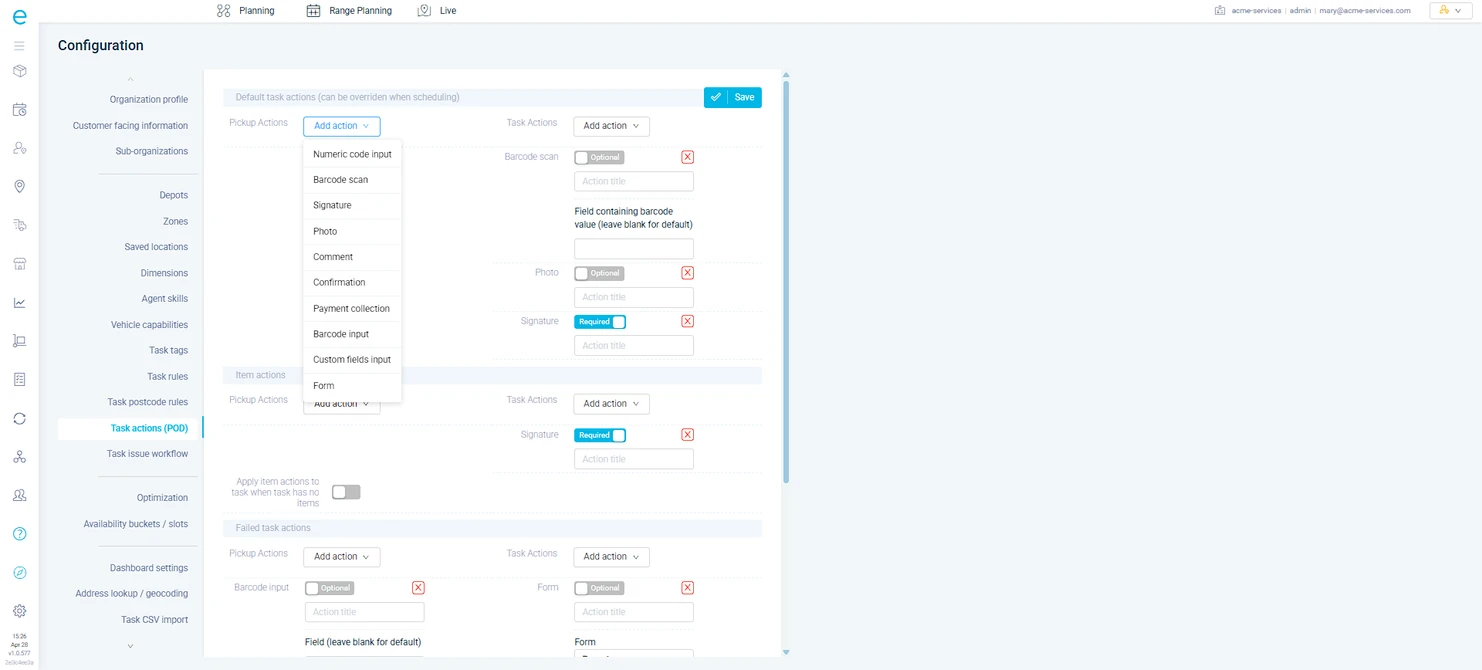 Configurable proof of delivery and service