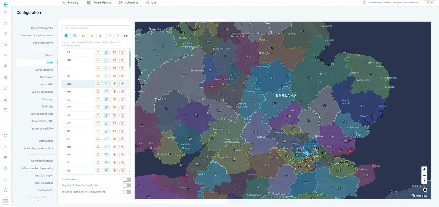 Multi-depot and territory management