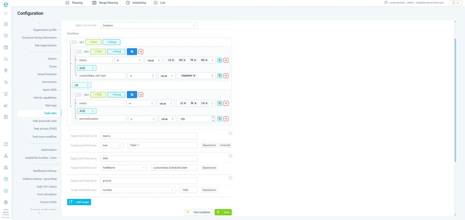Rules engine codifying operational decisions